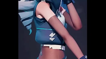 An icy genshin fighter shows off her bold style in denim and fur her silver hair glowing with cold allure beauty and danger walk hand in hand… ready to uncover her secret bio link waiting