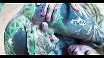 Inked girl loving anal gapes and sticky cumplay