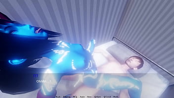 Scary & slutty blue demon rides big cock bound by lust game