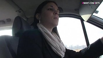 Two pretty girls hithhike and pounded