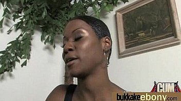 Ebony babe sucks too many white cocks 12