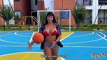 The big assed stepsister who plays with a basketball and your two balls too sayafit