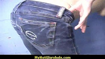Horny lady enjoys gloryhole cocksucking interracial 5
