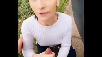 She wants to eat all his cum but he didn't get it in her mouth