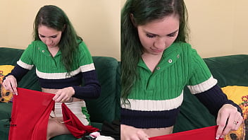 Kit summers "unboxing" the outfits for try on and her first response
