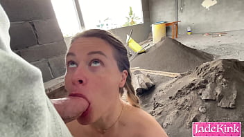 Street slut used and fucked on under construction site