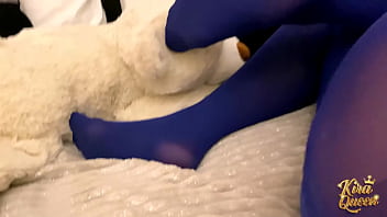 Kira queen teases feet as dildo stretches her tight asshole