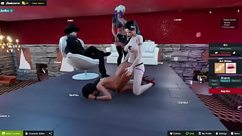 3 chicas haciendo un trio privado en fieta de 3dxchat