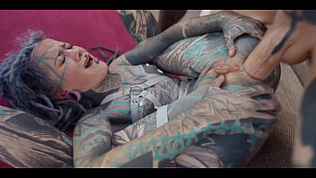 Tatted babe gets wrecked with double anal sloppy bj atm and massive anal gape