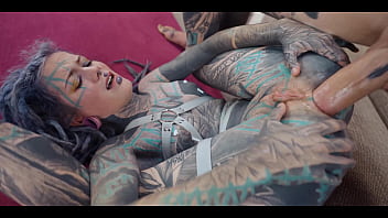 Tatted babe gets wrecked with double anal sloppy bj atm and massive anal gape