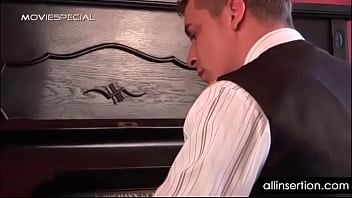 Hot teacher blows her student's dick and rubs twat