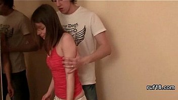 Horny teen enjoys hard cock