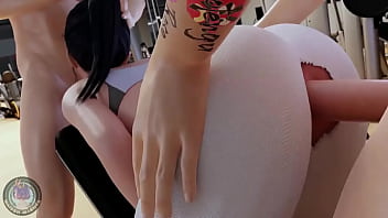 Sexy asian gets double teamed fucked