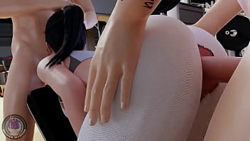 Sexy asian gets double teamed fucked