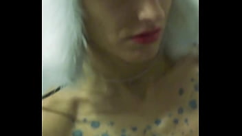 Vilja’s panda hat hides nothing as she fingers her dripping pussy fishnet stretched tight pulling out saggy tits while craving a hard dick