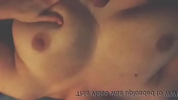 Pumping cum on huge natural tits