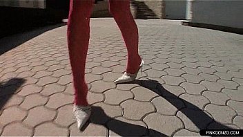 Erotic blonde masturbating her hungry cunt outdoor