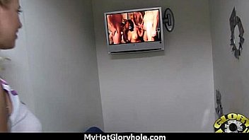 Huge tit babe deepthroats gloryhole dick 3