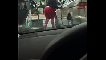 Red leggings huge ass