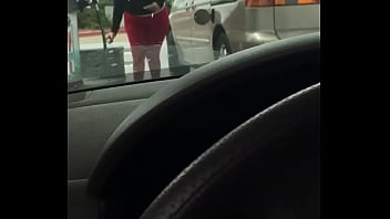 Red leggings huge ass