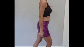 Short skirt and see through top try on