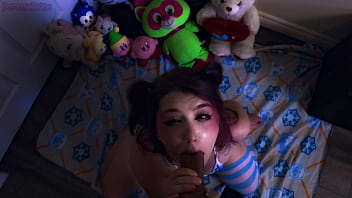 Brainless bouncy busty bonkers blue bikini bimbo bitch blows big boner