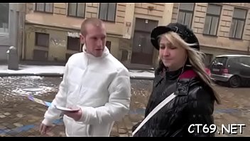 Filthy doxy gladly opens her mouth to collect cum on her face