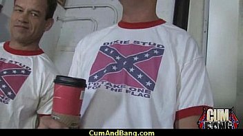 Ebony chick hard fuck in interracial group 15