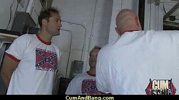 Ebony chick hard fuck in interracial group 15