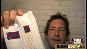 Hot ebony chick in interracial gangbang 22