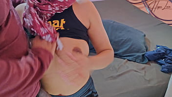 Young man fucks his stepmother when he sees her masturbating alone