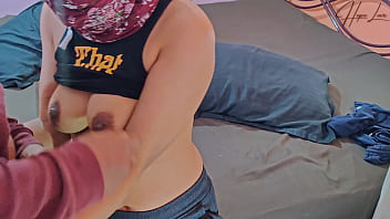 Young man fucks his stepmother when he sees her masturbating alone