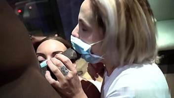 2 cock whores suck dick through masks social distancing
