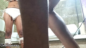 Huge tits ebony model changes her costume and poses for camera Huge tits ebony model changes her costume and poses for camera