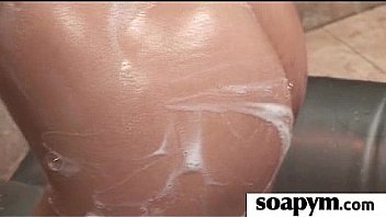 Soapy massage end with a big cumshot 12