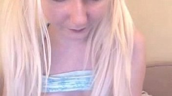 Young blonde masturbating with toy received gift