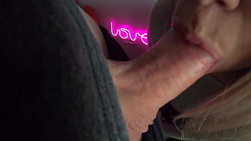 Girl with big ass in sexy pantyhose sucks dick and fucks cowgirl and doggystyle by the light of pink lamp love amateur couple sex pov