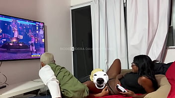 My husband's cousin came over to play video games with him and i being a naughty girl went along too i joined in the fun and even made a bet with them imagine what happened