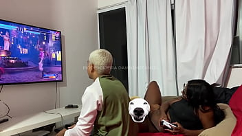 My husband's cousin came over to play video games with him and i being a naughty girl went along too i joined in the fun and even made a bet with them imagine what happened