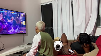 My husband's cousin came over to play video games with him and i being a naughty girl went along too i joined in the fun and even made a bet with them imagine what happened