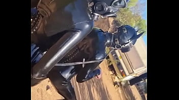 Latex pony action in portuguese with discipleofdevotion full rubber action in the heat