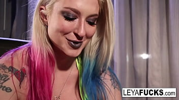 Wild blonde stretches her tight asshole