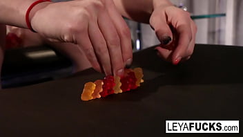 Wild blonde stretches her tight asshole