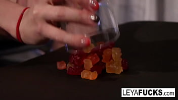 Wild blonde stretches her tight asshole