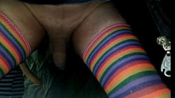 Woman pegging with strap on fucks guy with female panties and ejaculates without touching herself