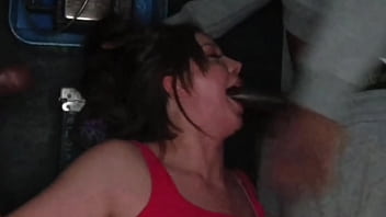 Blow bang at a phone booth me and my homeboy throat fucking my stepmother