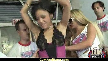 Ebony slut blows a group of horny dudes 14