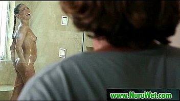 Asian busty babe gives slippery nuru massage 14