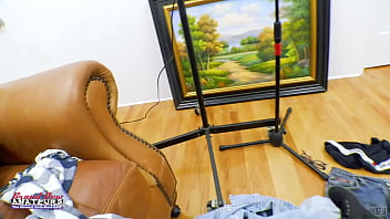 Blue haired nerdy raven masturbates and sucks a big cock to swallow cum