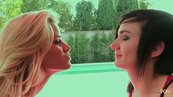 Lesbo Sex In The Backyard By The Pool Between A Stunning Blonde And A Skinny Dark Short Hair Chick thumbnail